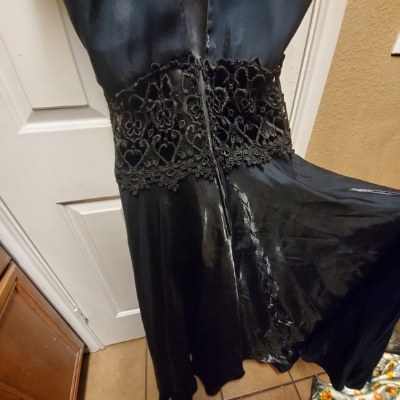 Rendezvous black halter Monroe flare gown - Picture 3 of 5